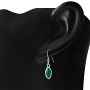 Green Agate Oval Sterling Silver Earrings - e351h